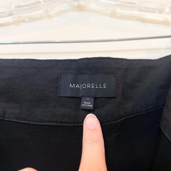 Majorelle Black Linen Blend Classic Belted Designer Slim Dress Pants S NWT - Picture 9 of 11